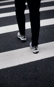 Preview wallpaper legs, sneakers, asphalt, walk