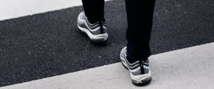 Preview wallpaper legs, sneakers, asphalt, walk