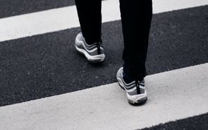 Preview wallpaper legs, sneakers, asphalt, walk