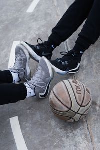 Preview wallpaper legs, sneakers, basketball, ball, sport