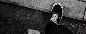 Preview wallpaper legs, sneakers, man, asphalt