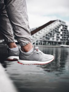 Preview wallpaper legs, sneakers, shoes, gray