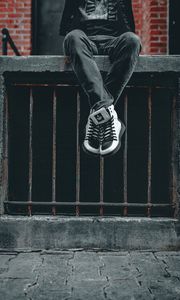 Preview wallpaper legs, sneakers, style, man