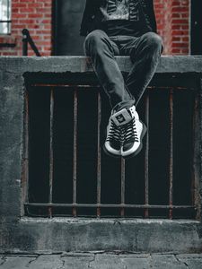 Preview wallpaper legs, sneakers, style, man