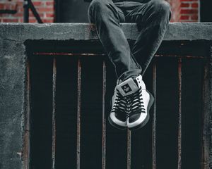 Preview wallpaper legs, sneakers, style, man