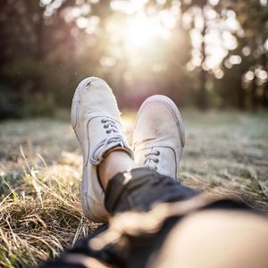 Preview wallpaper legs, sneakers, sun, sunlight, glare, white