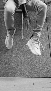 Preview wallpaper legs, sneakers, tattoo, bw, style, fashion