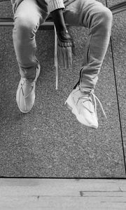 Preview wallpaper legs, sneakers, tattoo, bw, style, fashion