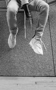 Preview wallpaper legs, sneakers, tattoo, bw, style, fashion