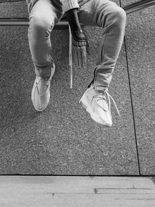 Preview wallpaper legs, sneakers, tattoo, bw, style, fashion