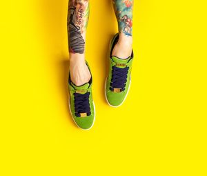Preview wallpaper legs, sneakers, tattoos