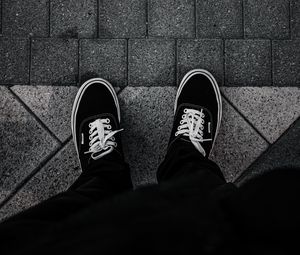 Preview wallpaper legs, sneakers, tiles, gray