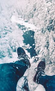 Preview wallpaper legs, snow, ice, winter, nature