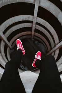 Preview wallpaper legs, tunnel, shoes, red, sneakers