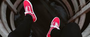 Preview wallpaper legs, tunnel, shoes, red, sneakers
