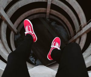 Preview wallpaper legs, tunnel, shoes, red, sneakers