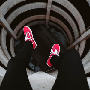 Preview wallpaper legs, tunnel, shoes, red, sneakers