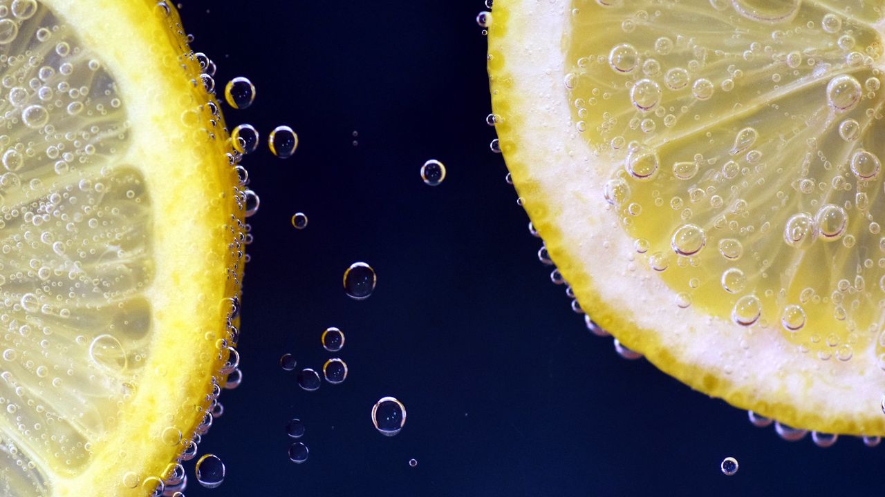 Wallpaper lemon, citrus, drops, close-up