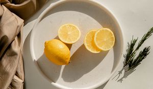 Preview wallpaper lemon, fruit, citrus, slices, bowl