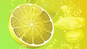 Preview wallpaper lemon, ice, art, slices, bubbles, liquid