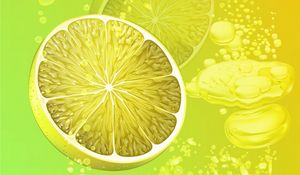 Preview wallpaper lemon, ice, art, slices, bubbles, liquid