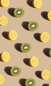 Preview wallpaper lemon, kiwi, fruit, pattern, green, yellow