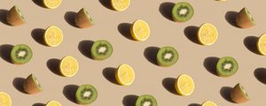 Preview wallpaper lemon, kiwi, fruit, pattern, green, yellow
