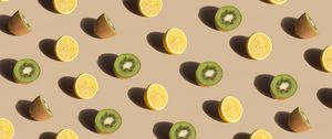 Preview wallpaper lemon, kiwi, fruit, pattern, green, yellow