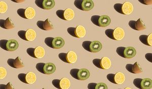 Preview wallpaper lemon, kiwi, fruit, pattern, green, yellow