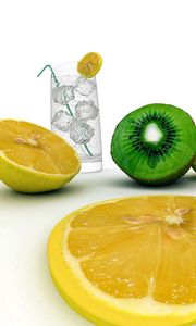 Preview wallpaper lemon, lemonade, kiwi, segments, ice