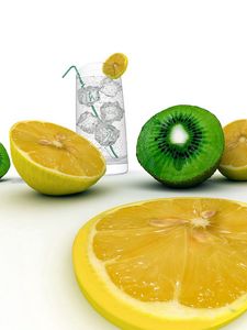 Preview wallpaper lemon, lemonade, kiwi, segments, ice