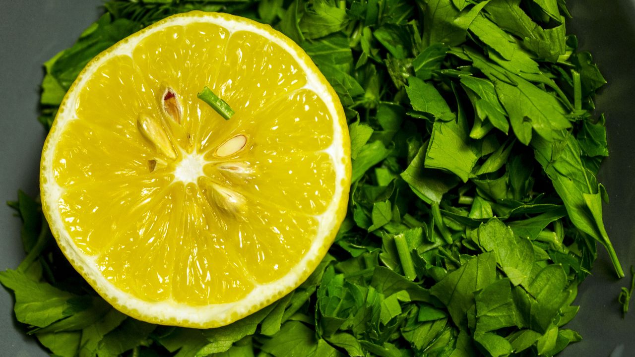 Wallpaper lemon, parsley, herbs, fruit