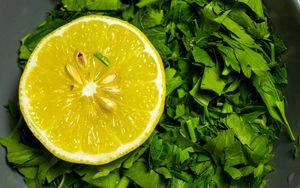 Preview wallpaper lemon, parsley, herbs, fruit