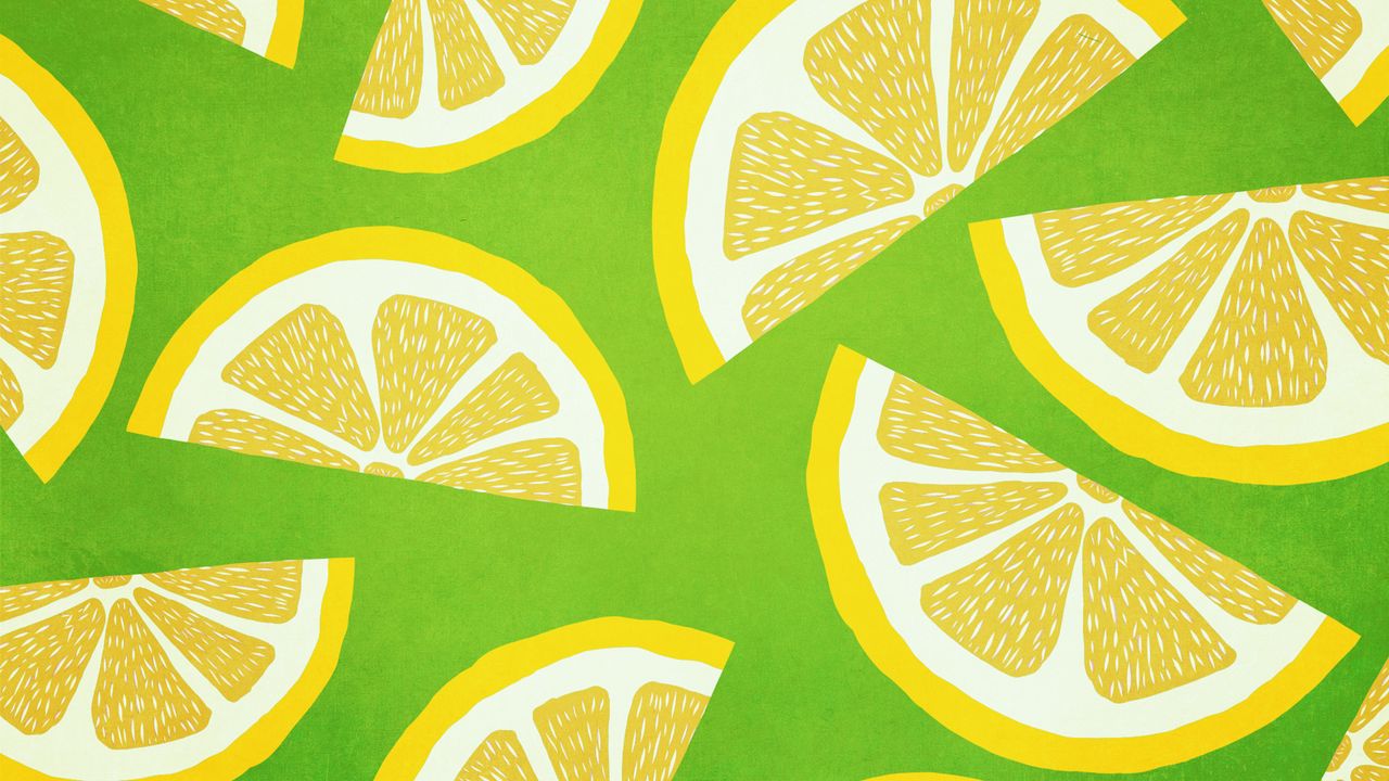 Wallpaper lemon, slices, pattern, citrus, yellow