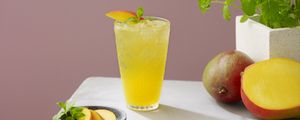 Preview wallpaper lemonade, cocktail, glass, drink, mango