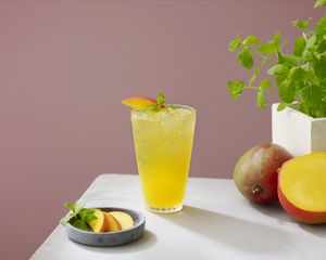 Preview wallpaper lemonade, cocktail, glass, drink, mango