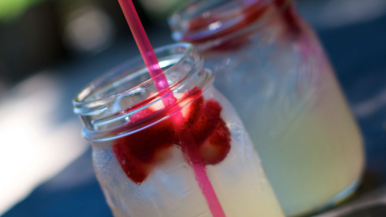 Wallpaper lemonade, strawberry, drink, jar, food