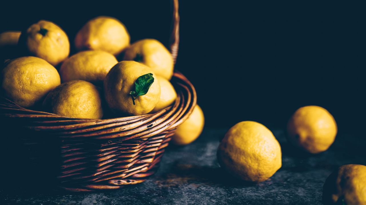 Wallpaper lemons, citrus, basket, fruit, sour, yellow