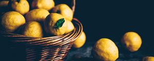 Preview wallpaper lemons, citrus, basket, fruit, sour, yellow