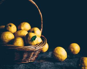 Preview wallpaper lemons, citrus, basket, fruit, sour, yellow