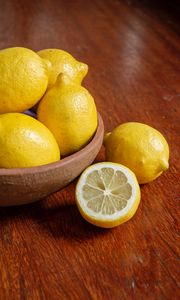 Preview wallpaper lemons, citrus, fruit, bowl, yellow