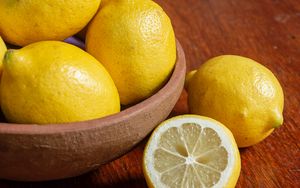 Preview wallpaper lemons, citrus, fruit, bowl, yellow