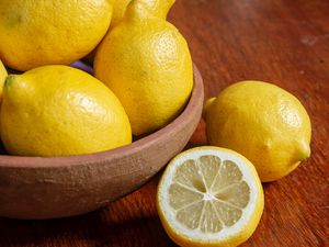 Preview wallpaper lemons, citrus, fruit, bowl, yellow