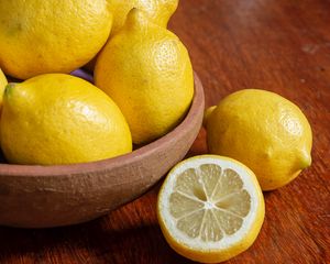 Preview wallpaper lemons, citrus, fruit, bowl, yellow