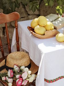 Preview wallpaper lemons, citruses, flowers, hat, chair, table