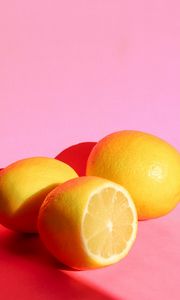 Preview wallpaper lemons, fruit, citrus, yellow, pink