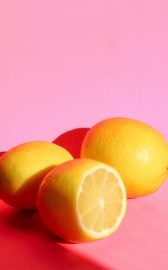 Preview wallpaper lemons, fruit, citrus, yellow, pink