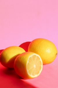 Preview wallpaper lemons, fruit, citrus, yellow, pink