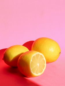 Preview wallpaper lemons, fruit, citrus, yellow, pink