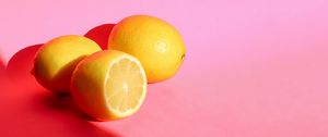 Preview wallpaper lemons, fruit, citrus, yellow, pink